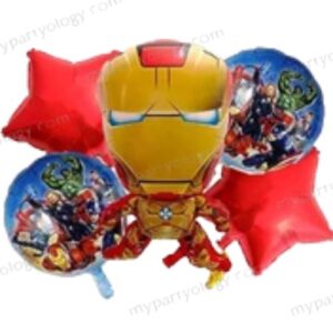 Iron Man Cartoon Foil Balloon Set (Pack of 5)