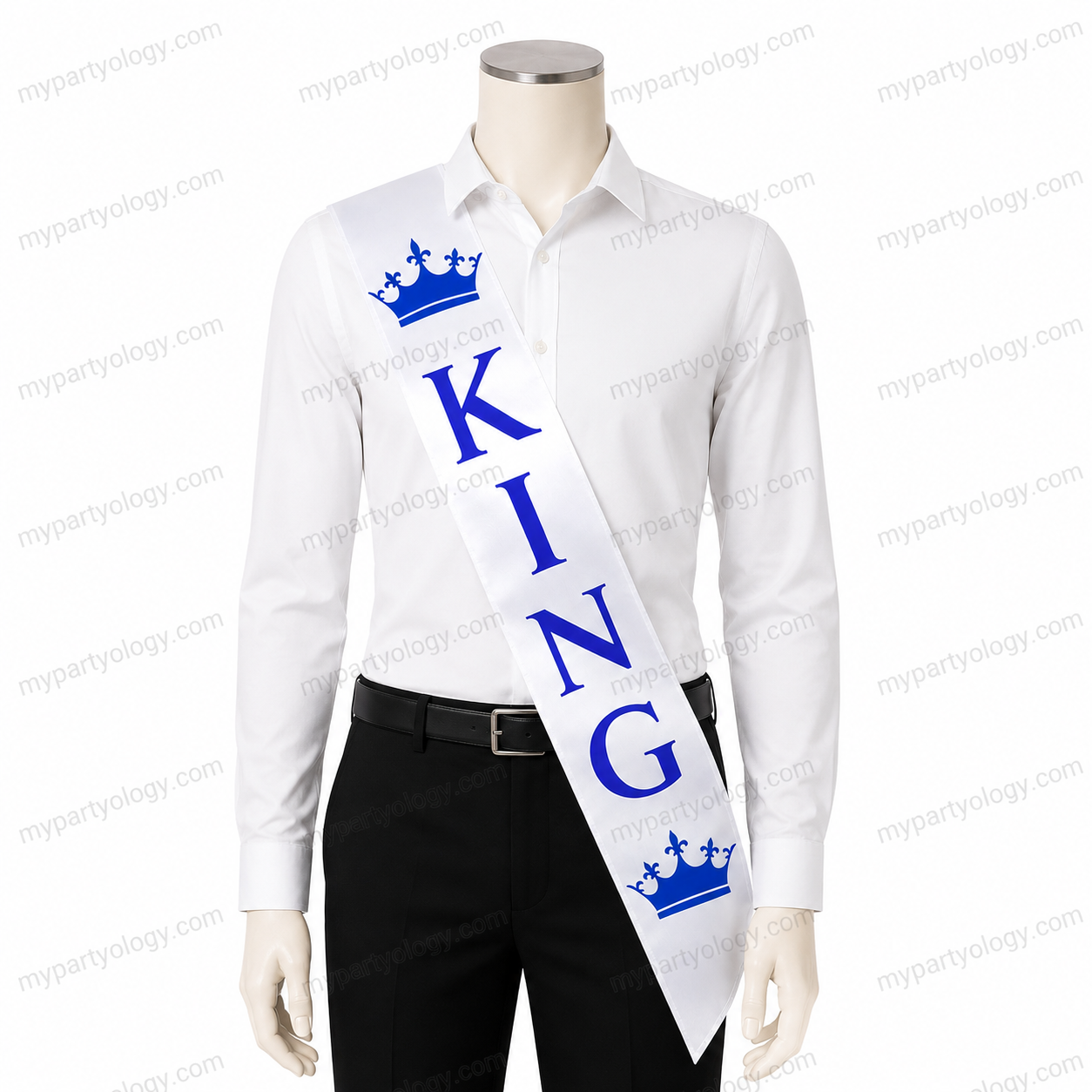 King White Satin Sash