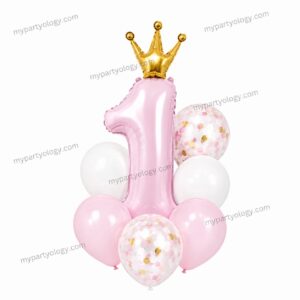 1st Birthday Pink Princess Balloon Set (Pack of 7)