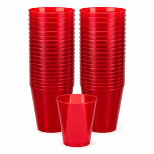 Red Transparent Shot Glass (Pack of 10)