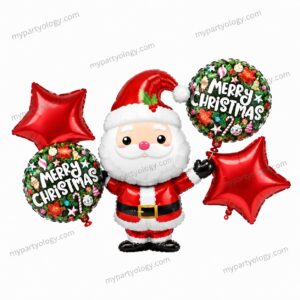 Merry Christmas Santa Foil Balloon Set (Pack of 5)