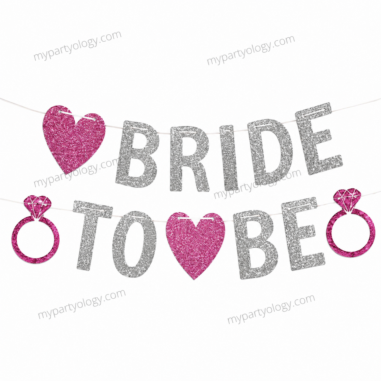 Bride To Be Pink & Silver Glitter Paper Banner