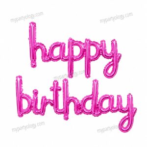 Happy Birthday Cursive Pink 13" Foil Balloon Banner