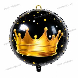 Black & Gold Crown 18'' Foil Balloon