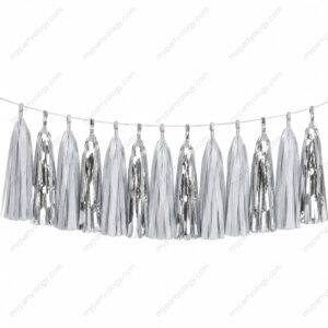 Silver & Grey Tassles Hanging Decor Set (Pack of 15)