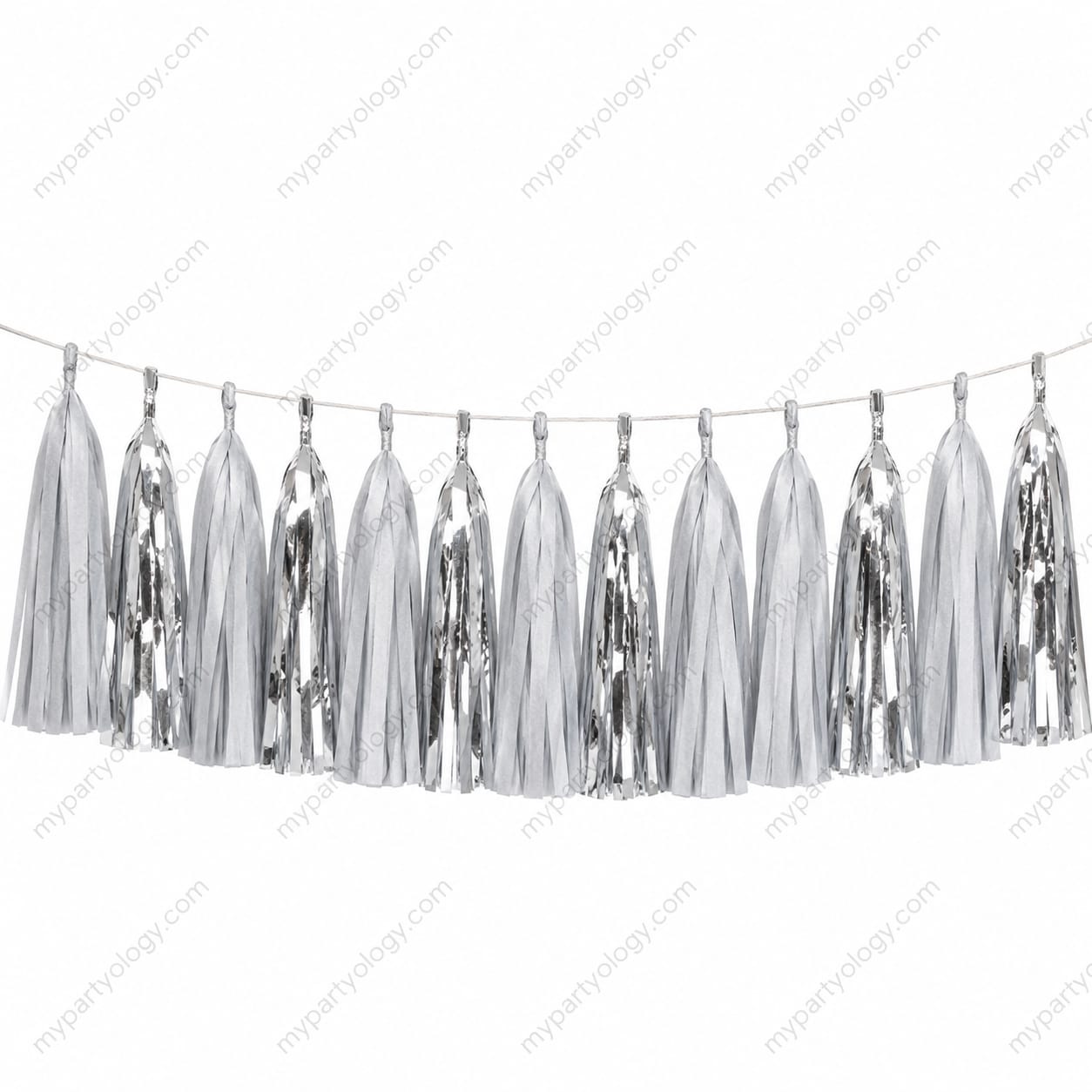 Silver & Grey Tassles Hanging Decor Set (Pack of 15)