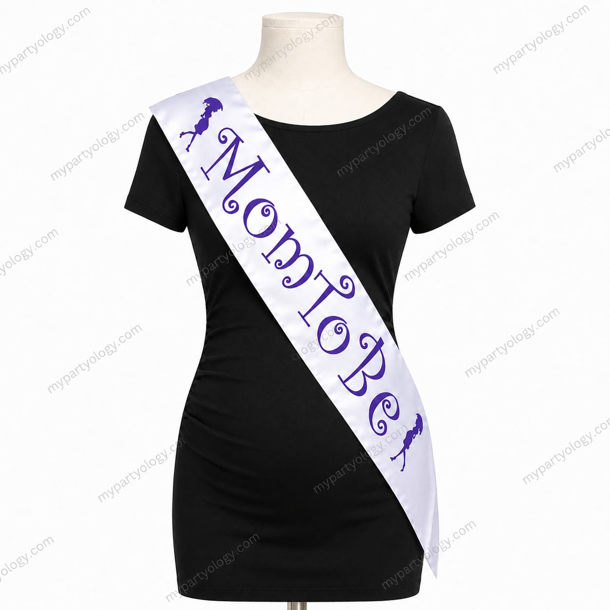 Mom To Be White Satin Sash
