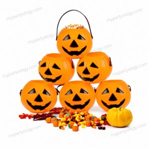 Orange Small Plastic Pumpkin Pail Set (Pack of 6)