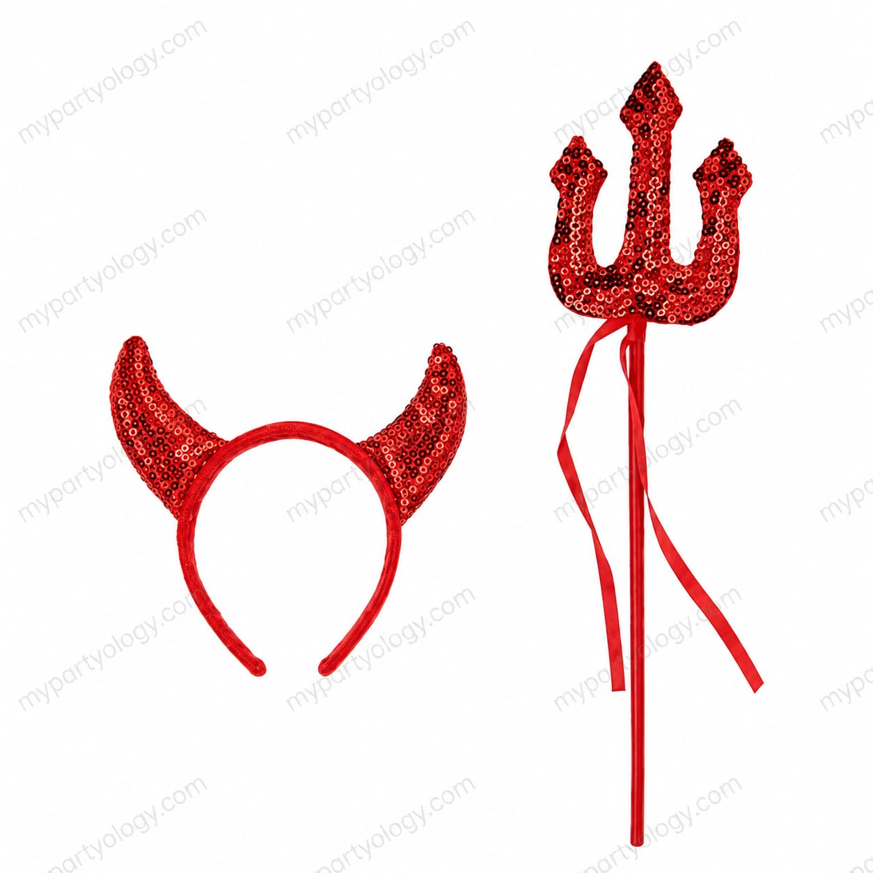 Devil Horn Sequenced Headband And Trident (Pack of 1)