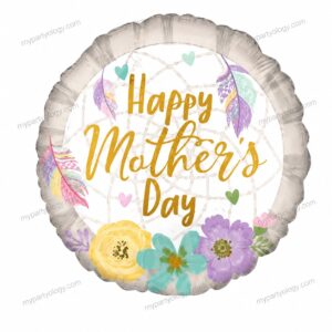 Happy Mother's Day Feathers & Flowers 18" Foil Balloon