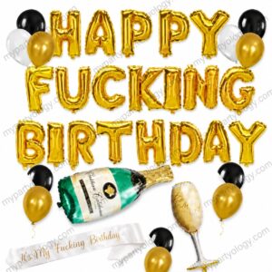Happy F**king Birthday Gold Balloon Package (Pack of 40)