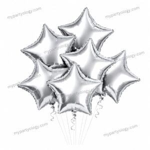 Silver Metallic Star 18" Foil Balloon Set (Pack of 5)