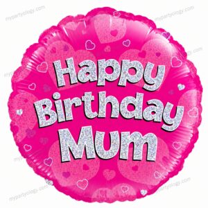 Happy Birthday Mum Pink 18'' Foil Balloon