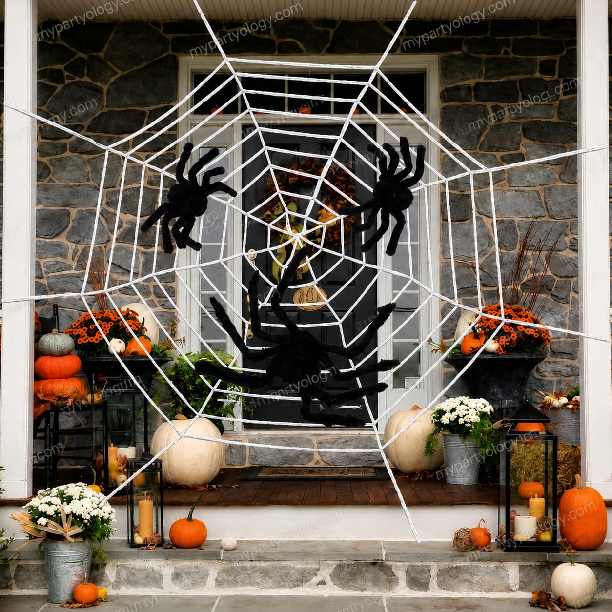 White Nylon 6ft Spider Web - Image 3