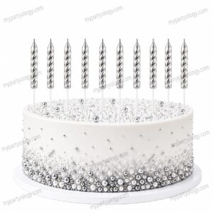 Short Silver Spiral Candles (Pack of 10)