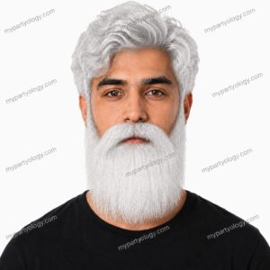 Traditional White Beard & Mustache Set (Pack of 1)