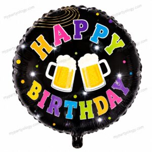 Happy Birthday Colourful Beer Mugs 18'' Foil Balloon