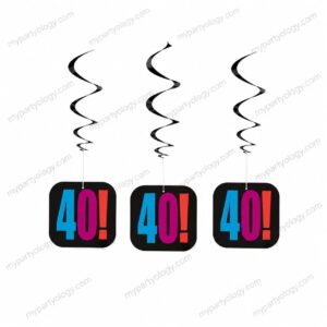 Birthday Cheer 40 Hanging Swirl Set (Pack of 3)