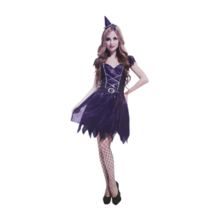 Female Adult Purple Witch Costume With Headband