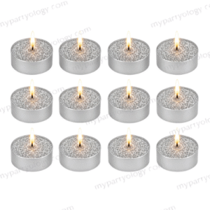 Silver Glitter Round Scented Tealight Set (pcs of 12)