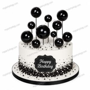 Black Faux Balls Cake Topper (Pack of 10)