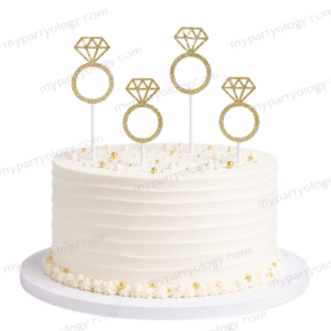 Gold Glitter Ring Cake Topper (Pack of 4)