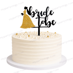Bride To Be Black & Gold Cake Topper
