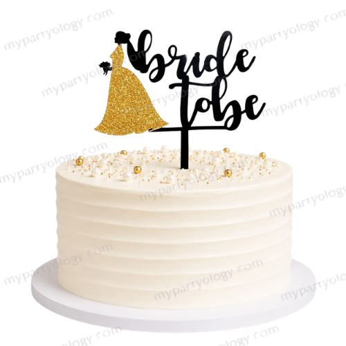 Bride To Be Black & Gold Cake Topper