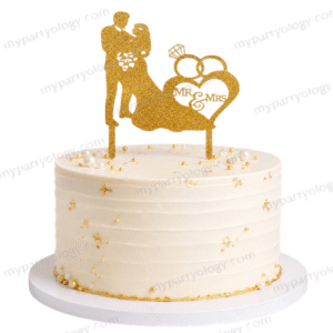 Mr & Mrs Heart Ring Cake Topper