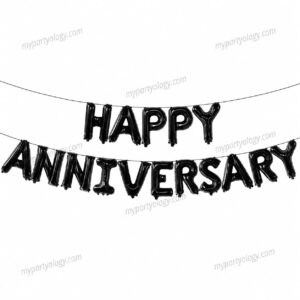 Happy Anniversary Black 16" Foil Balloon Banner
