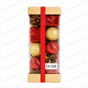 Assorted Red & Gold Tree Decorations Box (Pack of 12)