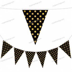 Black with Gold Dots 10ft Flag/Pennant Banner