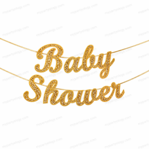 Baby Shower Gold Glitter Cursive Banner