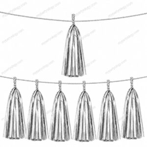 Silver Foil Tassles Hanging Decor Set (Pack of 10)