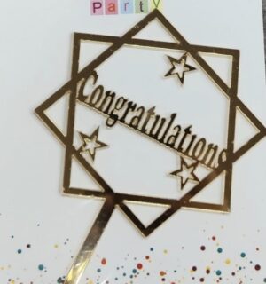 Congratulations Gold Geometric Cake Topper