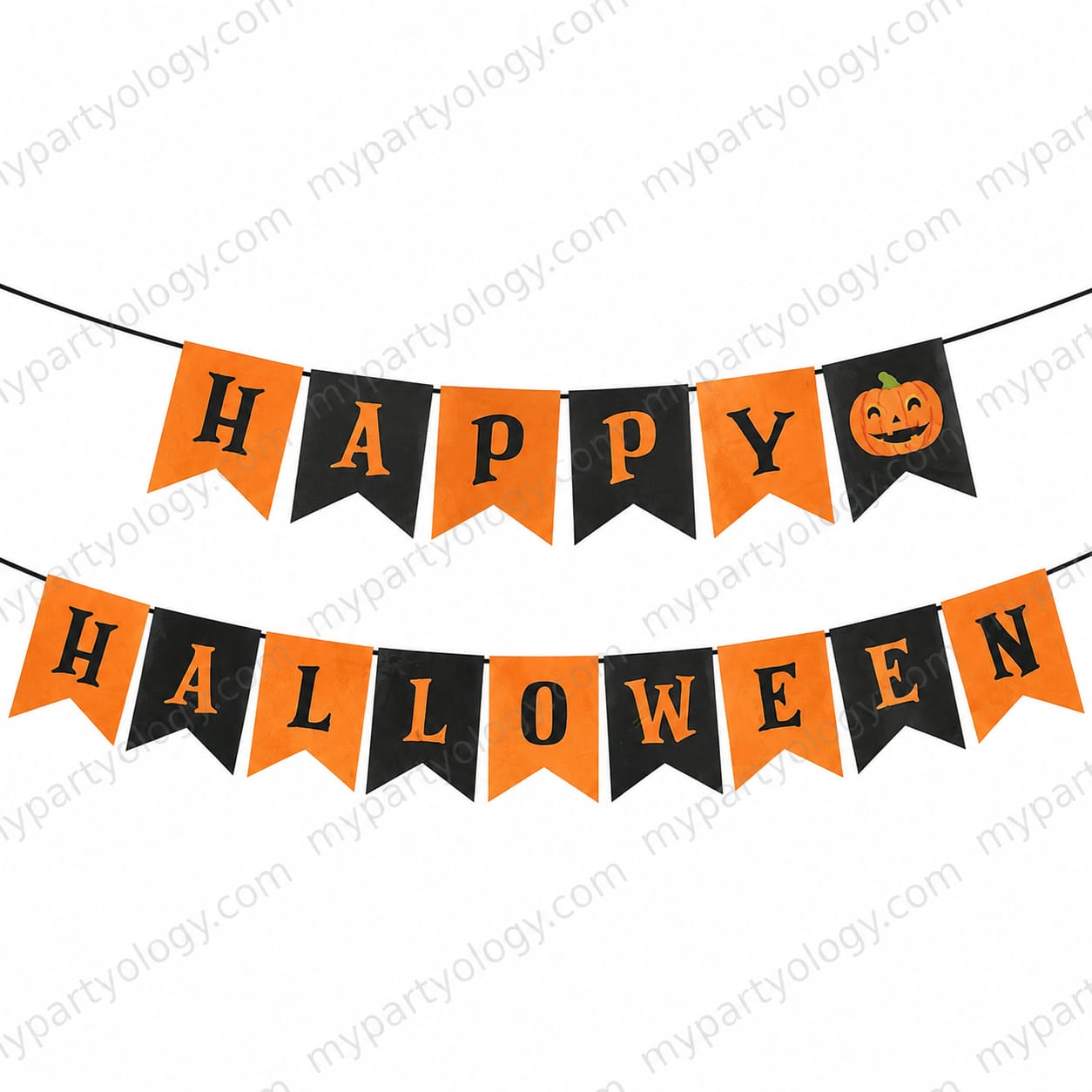 Happy Halloween Orange & Black Paper Banner