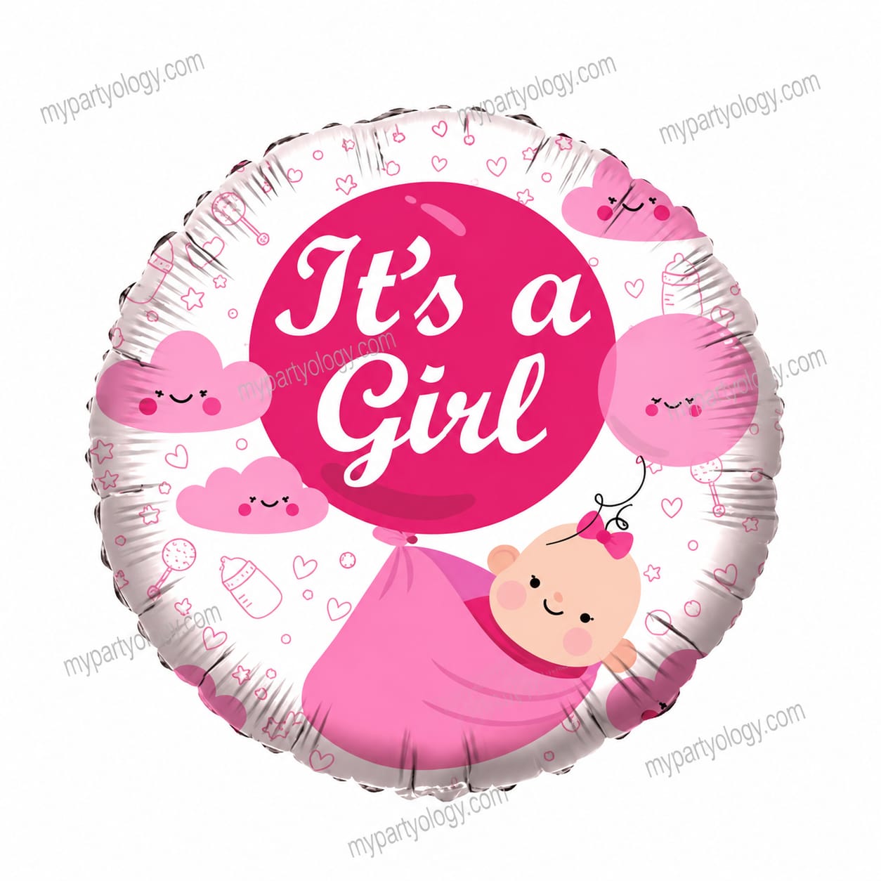 It's A Girl Round Shaped 18'' Foil Balloon