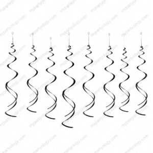 Black Plastic Swirl Decor 8/pkt