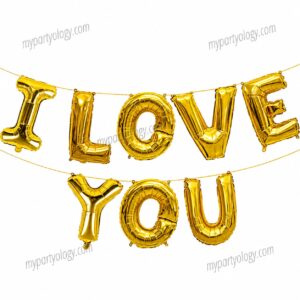 I Love You Gold 16" Foil Balloon Banner