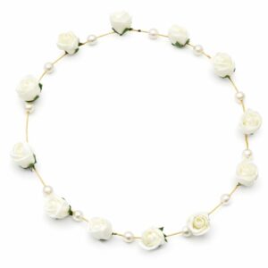 White Rose With Pearl Tiara/Headband