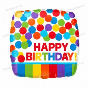 Happy Birthday Square Polka Dot 18" Foil Balloon (Anagram)
