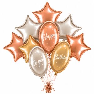 Happy Biirthday To U With Stars Foil Balloon Set (Pack of 7)