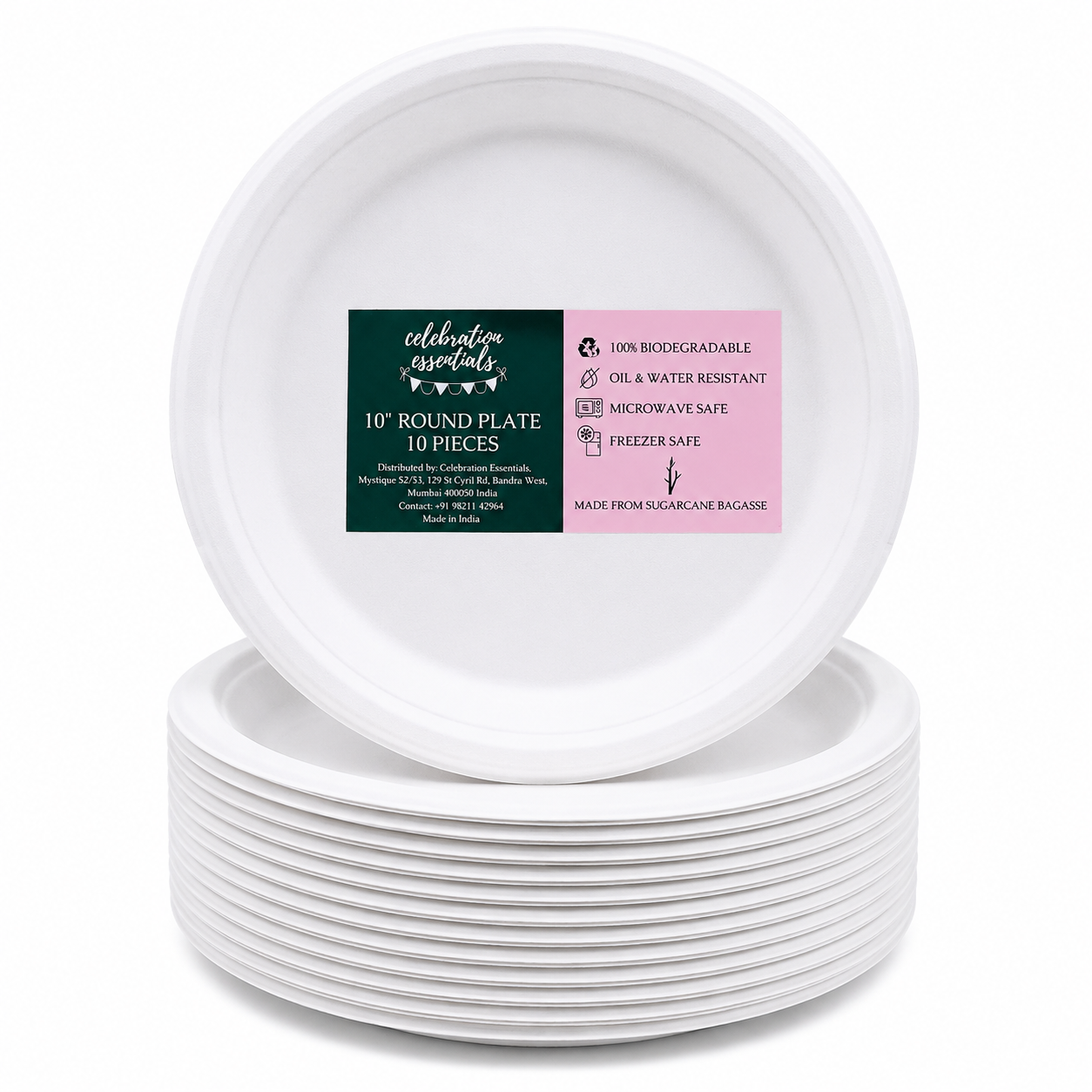 Bagasse 10inch Round Plate (Pack of 10)