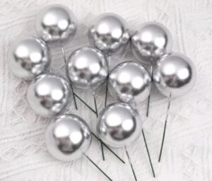 Silver Faux Balls Cake Topper