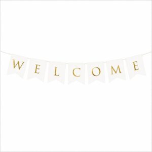 Welcome White & Gold Paper Banner