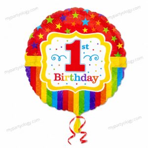 1st Birthday Colourful Stripes & Stars 18'' Foil Balloon (Anagram)