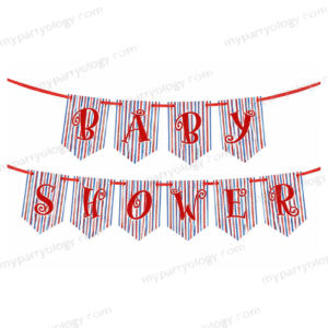 Baby Shower Red & Blue Stripe Paper Banner