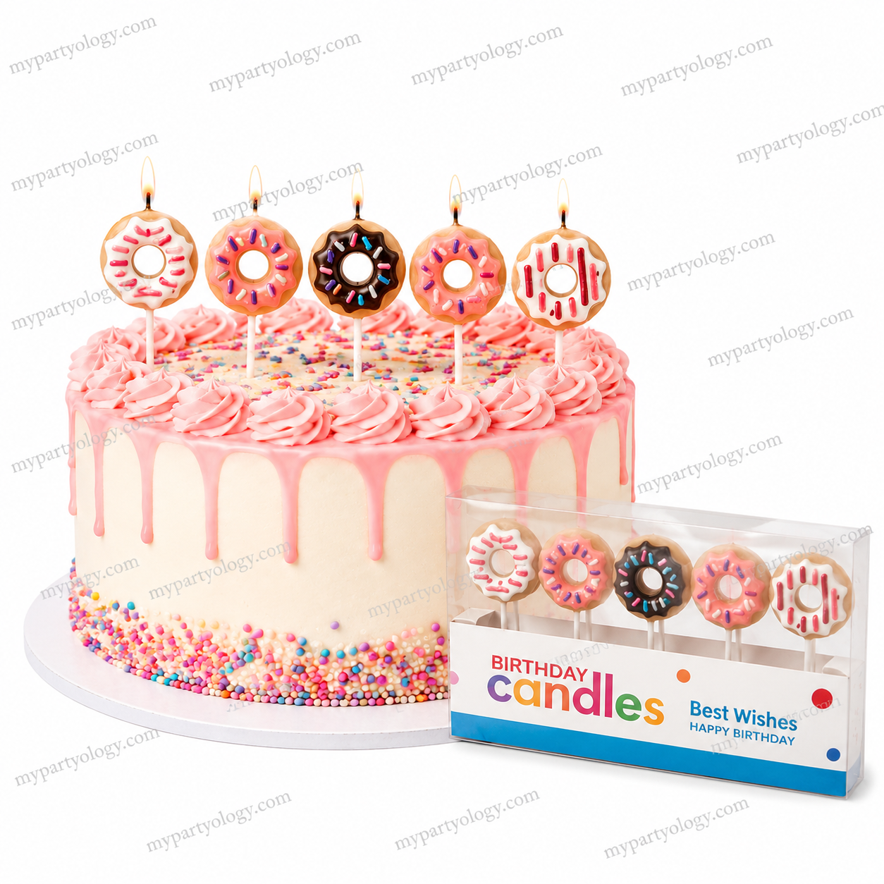 Colourful Donut Candles (Pack of 5)
