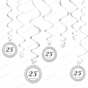 25th Anniversary Silver Swirls (Pack of 12)