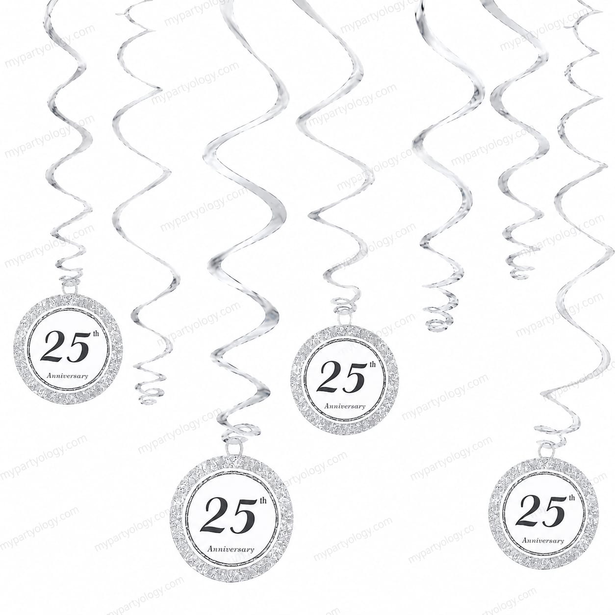 25th Anniversary Silver Swirls (Pack of 12)